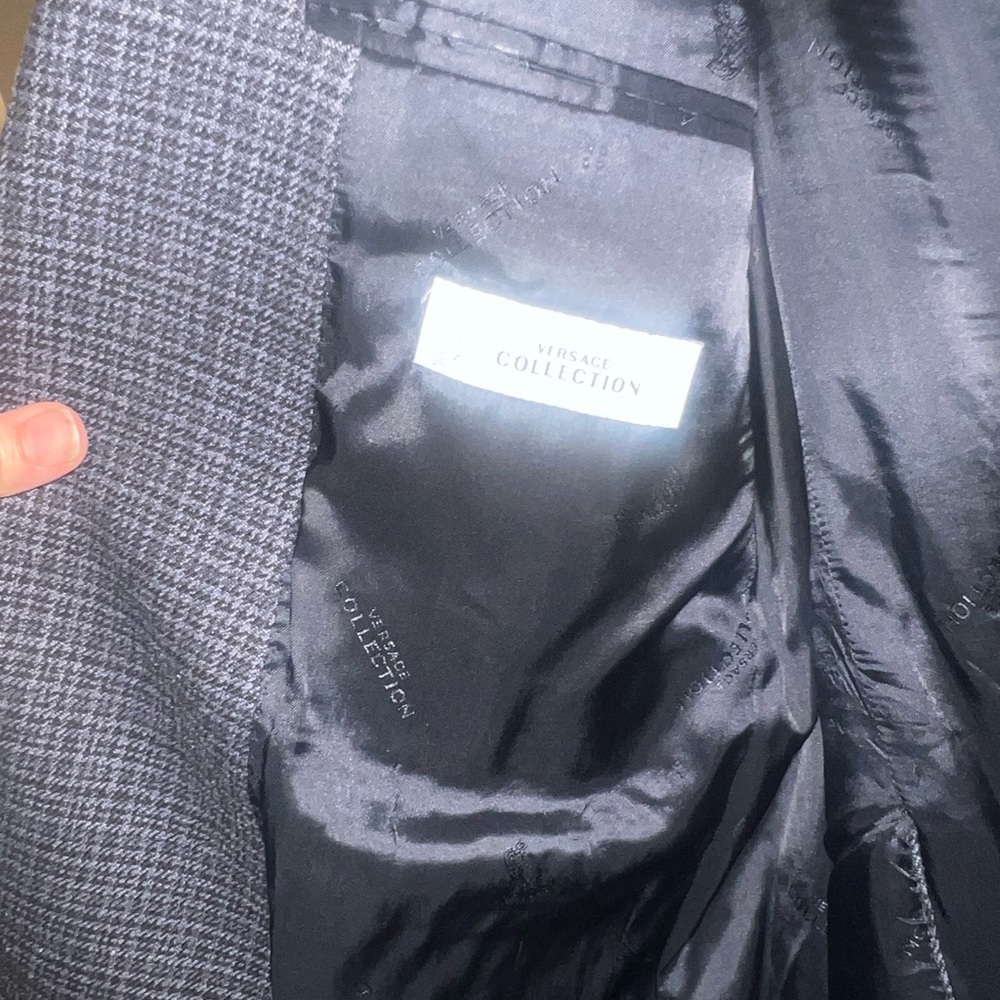 Versace Blue & Charcoal And Silver Patterned Blaz… - image 2